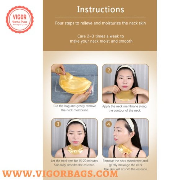 Gold 24k collagen neck mask sheet patch Moisturizer lifting anti wrinkle - Picture 7 of 12
